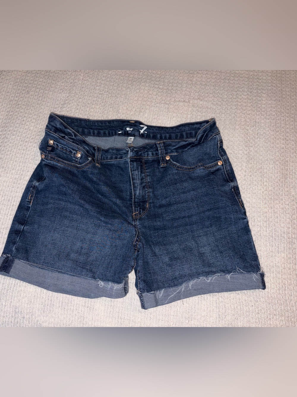 7 For All Mankind Dark Indigo Rolled-Hem Jean Shorts